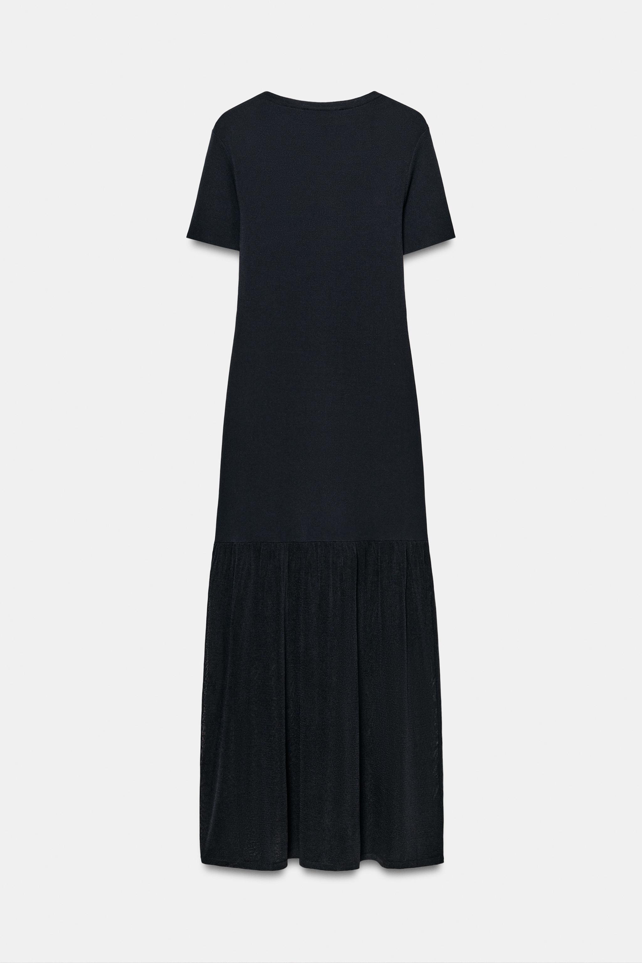 LONG COMBINATION KNIT DRESS